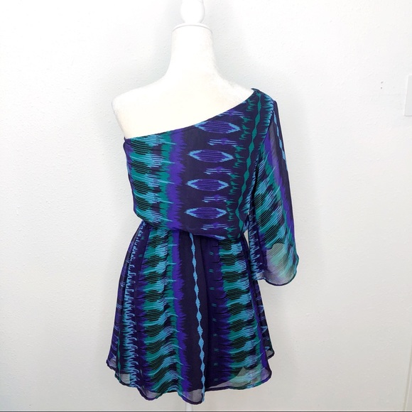 Angie One shoulder IKAT Dress Size Medium - Picture 3 of 8